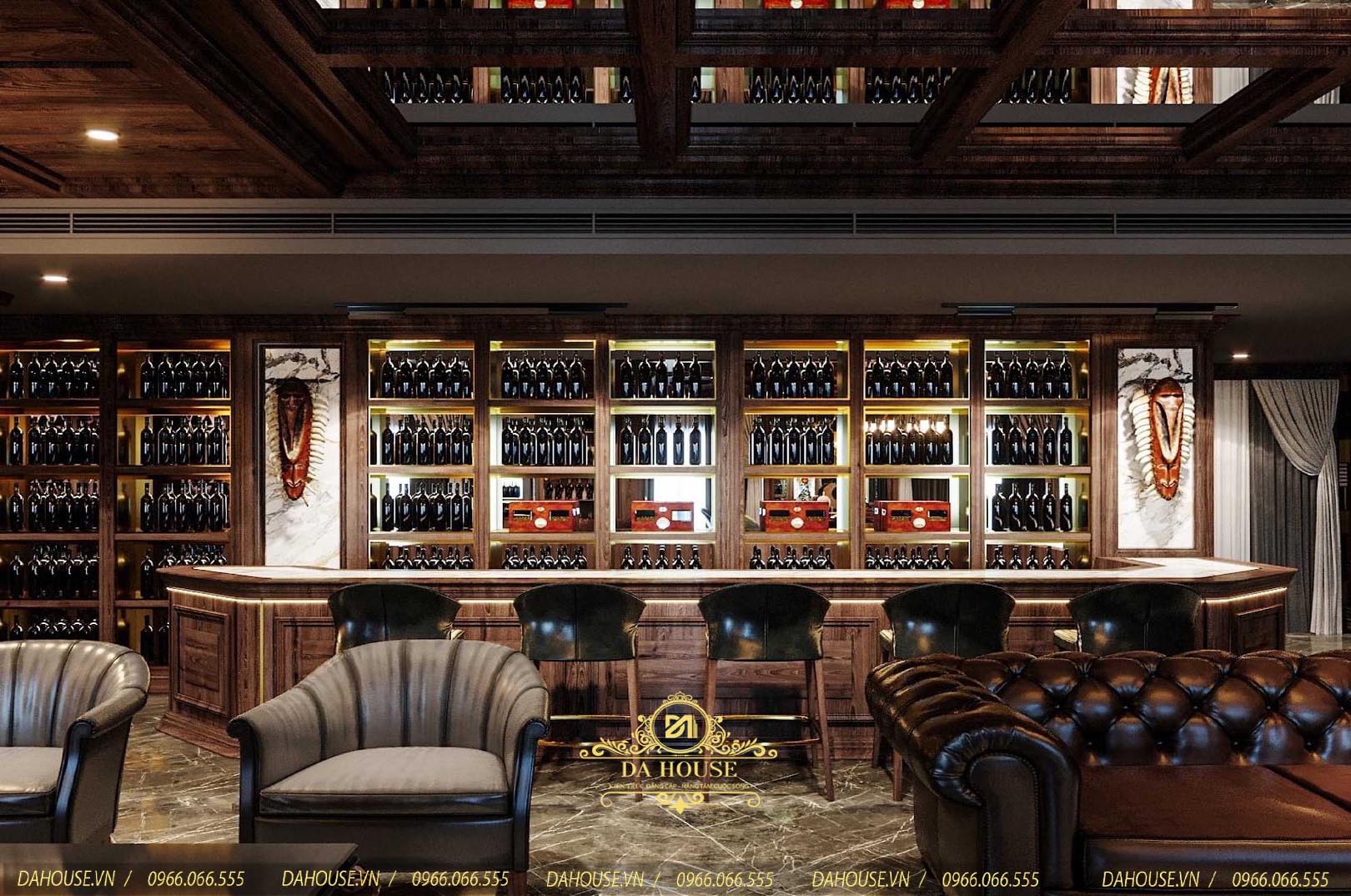 Mẫu thiết kế phòng Cigar và rượu Whisky đẳng cấp ở Hà Nội
